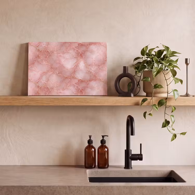 Canvas schilderij - Roze - Kwarts - Goud - Marmer — 2