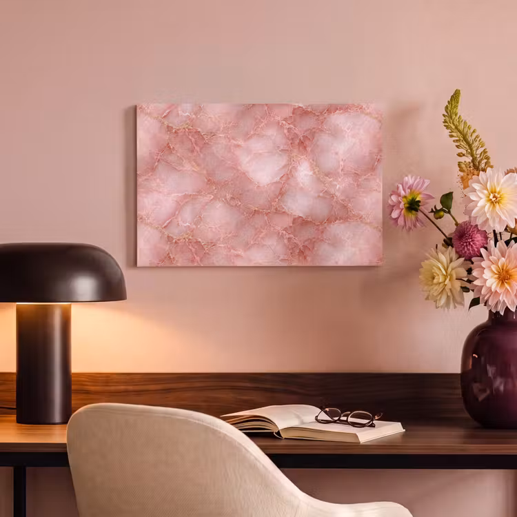 Canvas schilderij - Roze - Kwarts - Goud - Marmer — 3