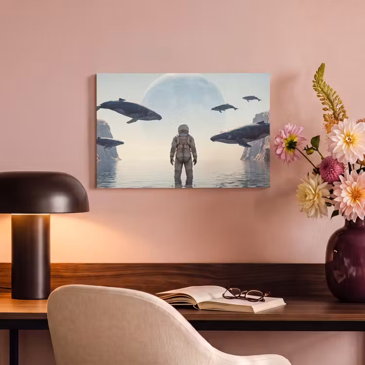 Canvas schilderij - Ruimtevaarder - Walvis - Fantasie — 3