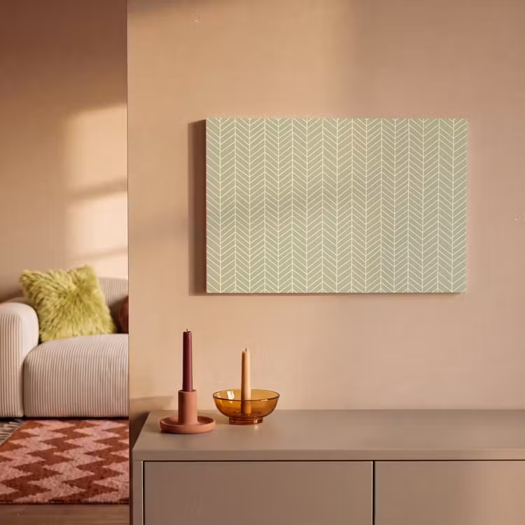 Canvas schilderij - Saliegroen - Visgraat - Geometrisch - Patroon — 1