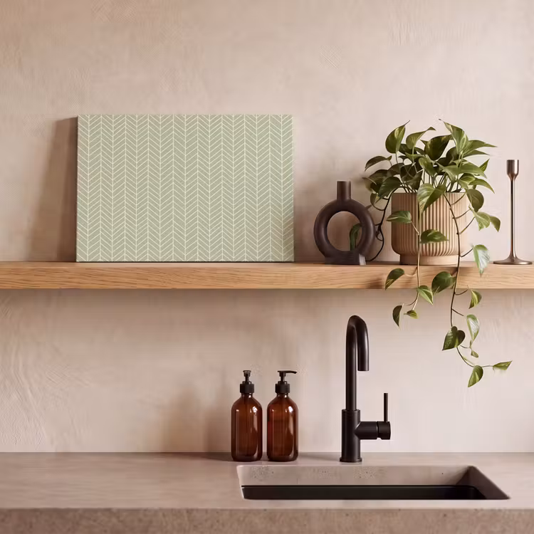 Canvas schilderij - Saliegroen - Visgraat - Geometrisch - Patroon — 2