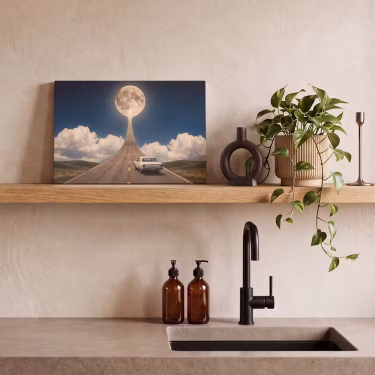 Canvas schilderij - Weg - Maan - Nacht — 2