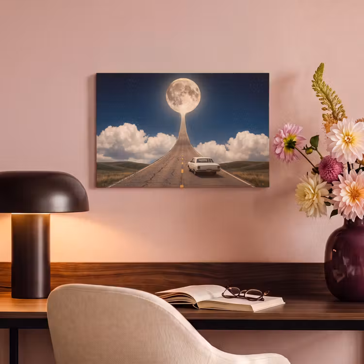 Canvas schilderij - Weg - Maan - Nacht — 3