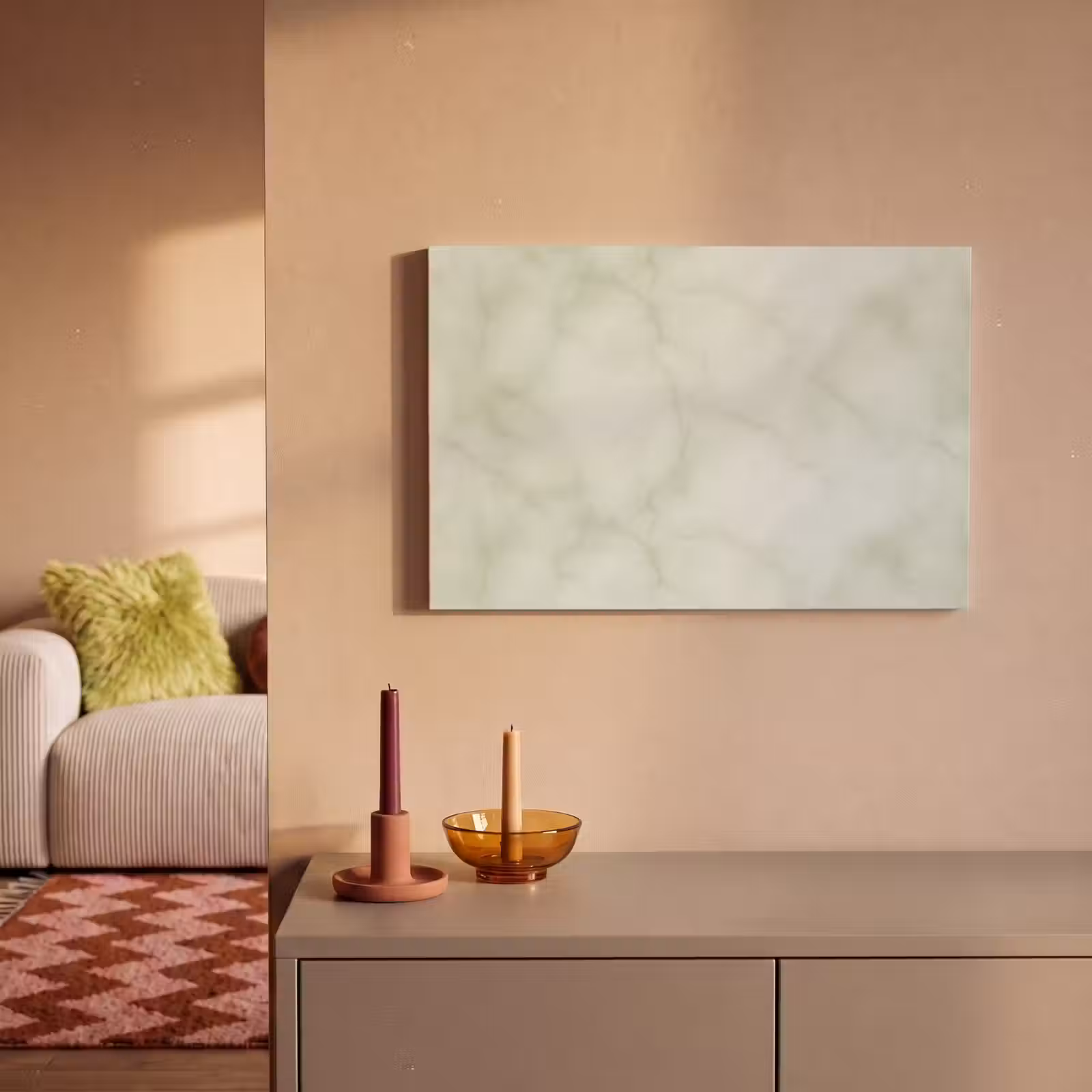 Canvas schilderij - Groen - Marmer - Aders — 1