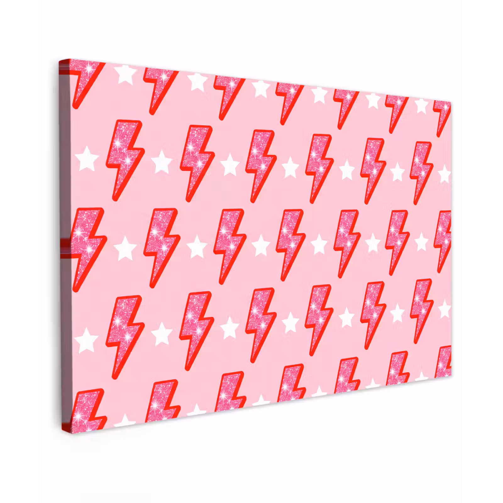 Canvas schilderij - Patroon - Bliksem - Ster - Glitter - Roze — 1