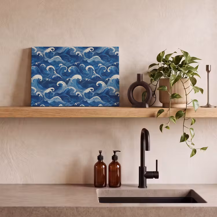 Canvas schilderij - Japans - Oceaan - Golven - Blauw — 3