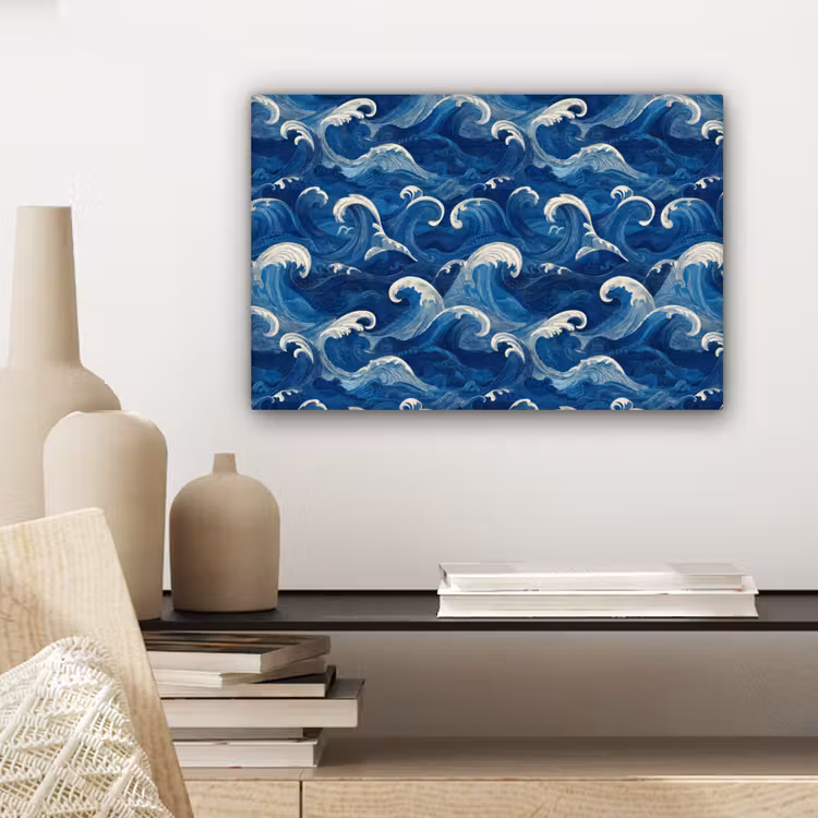 Canvas schilderij - Japans - Oceaan - Golven - Blauw — 5