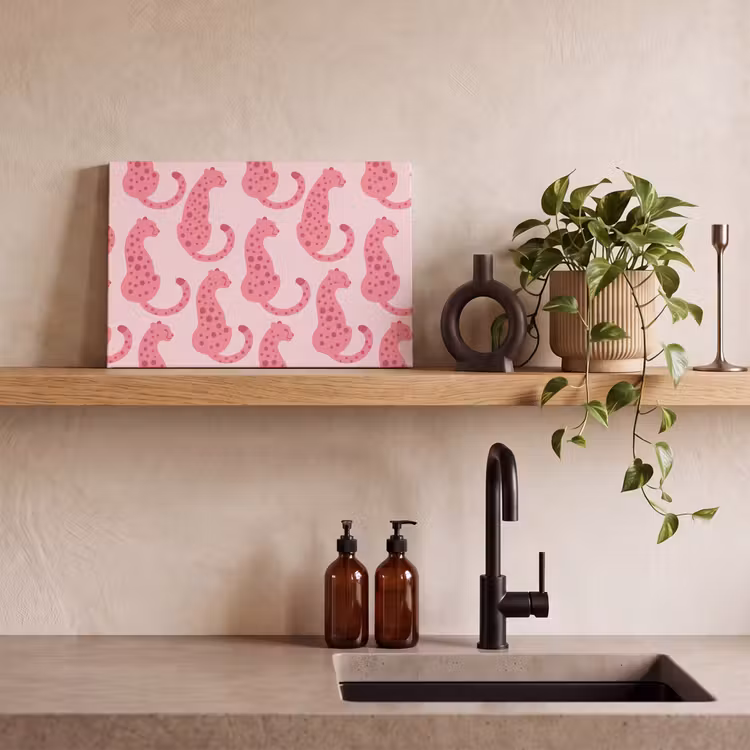 Canvas schilderij - Kat - Gevlekt - Dieren - Patroon - Roze — 3