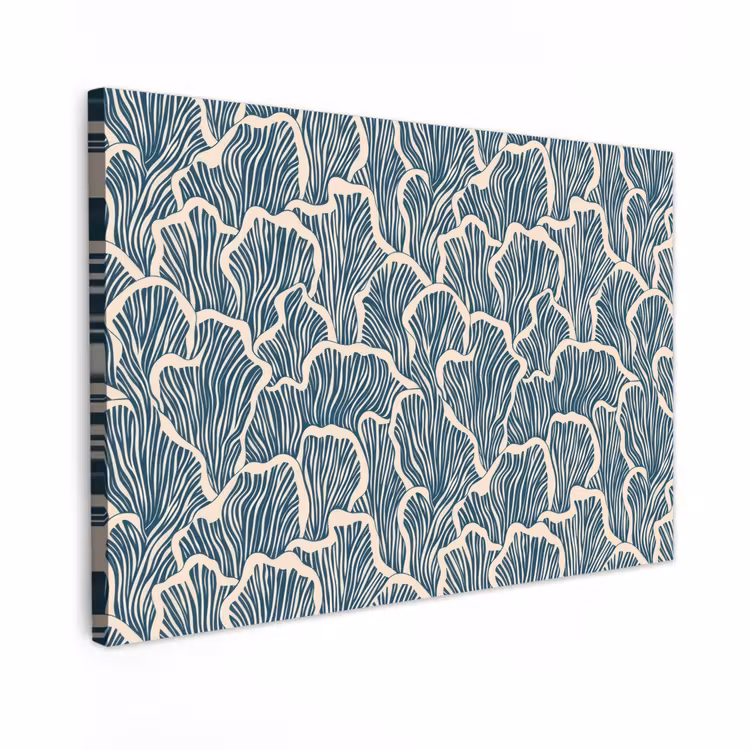 Canvas schilderij - Organisch - Blauw - Crème - Schelpen — 1
