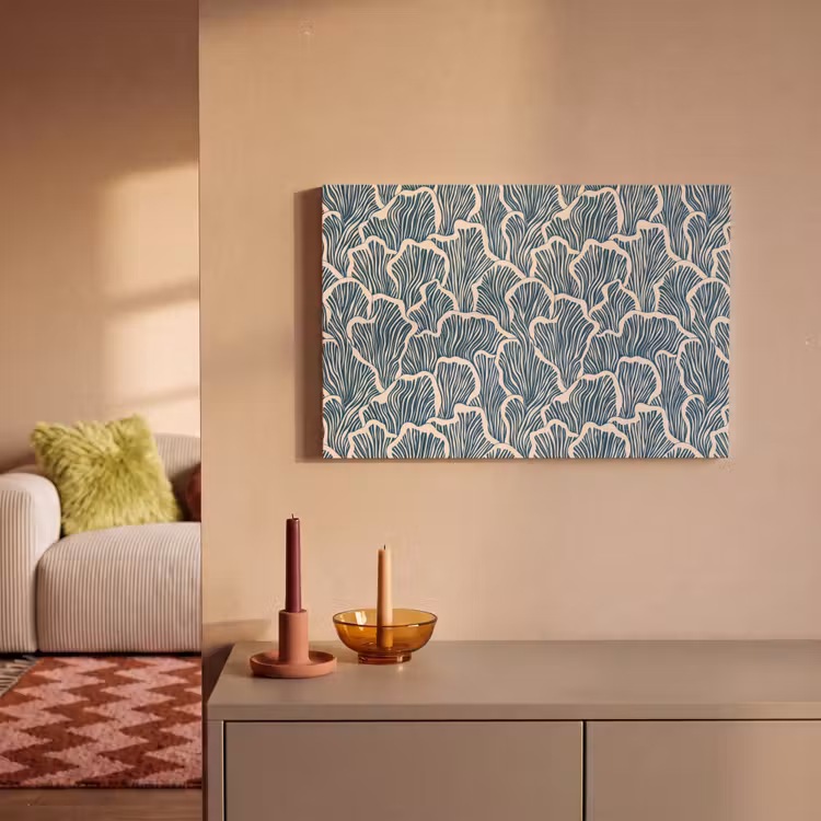 Canvas schilderij - Organisch - Blauw - Crème - Schelpen — 2