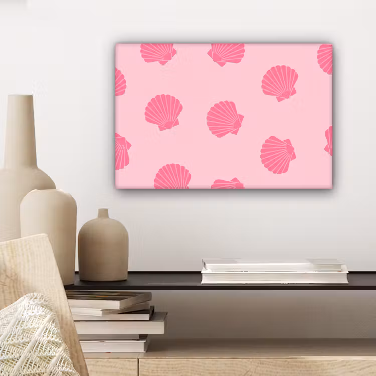 Canvas schilderij - Schelp - Patroon - Zee - Modern - Roze — 5