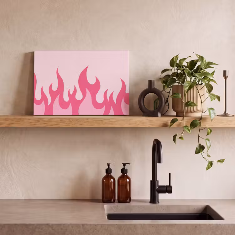 Canvas schilderij - Vlammen - Patroon - Abstract - Modern - Roze — 3