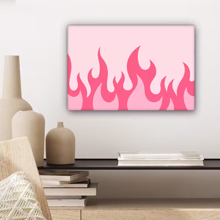 Canvas schilderij - Vlammen - Patroon - Abstract - Modern - Roze — 5