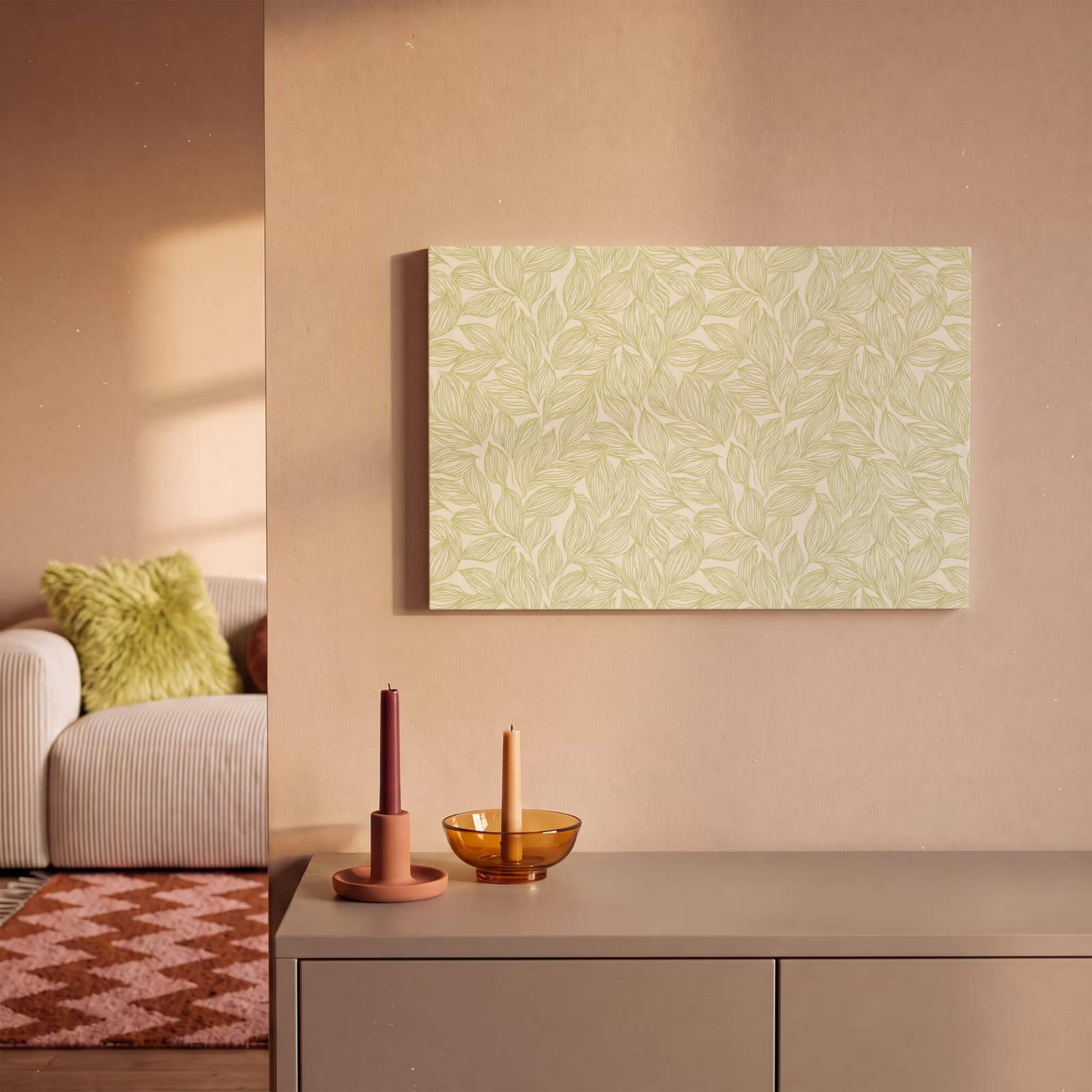 Canvas schilderij - Saliegroen - Botanisch - Bladeren - Handgetekend - Patroon — 1