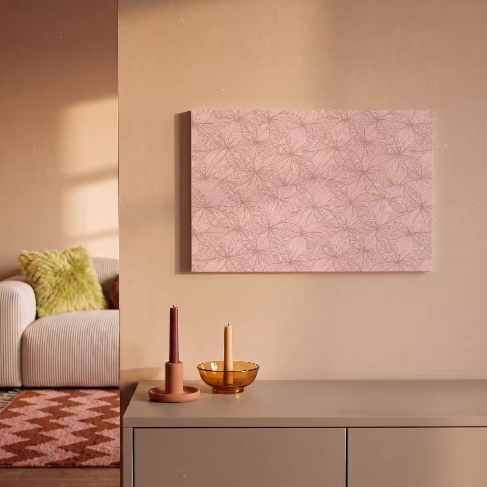 Canvas schilderij - oederroze - Bloemen - Reliëf - Textuur — 1