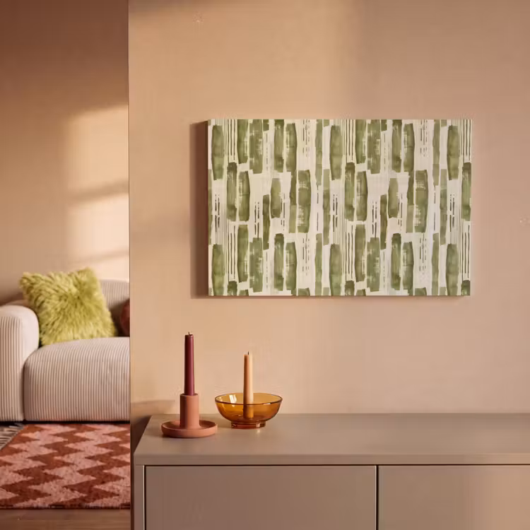 Canvas schilderij - Groen - Abstract - Penseelstreken - Linnen - Patroon — 1
