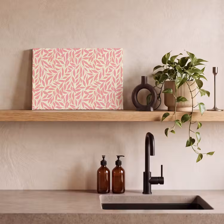 Canvas schilderij - Roze - Bladeren - Dynamisch - Patroon — 2