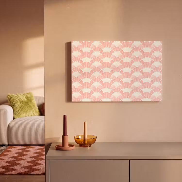 Canvas schilderij - Roze - Waaiers - Mozaïek - Patroon — 1
