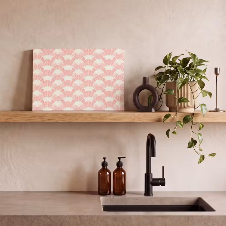 Canvas schilderij - Roze - Waaiers - Mozaïek - Patroon — 2