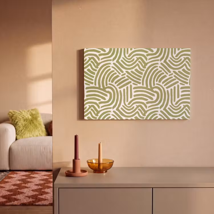Canvas schilderij - Saliegroen - Abstract - Bogen - Handgetekend - Patroon — 1
