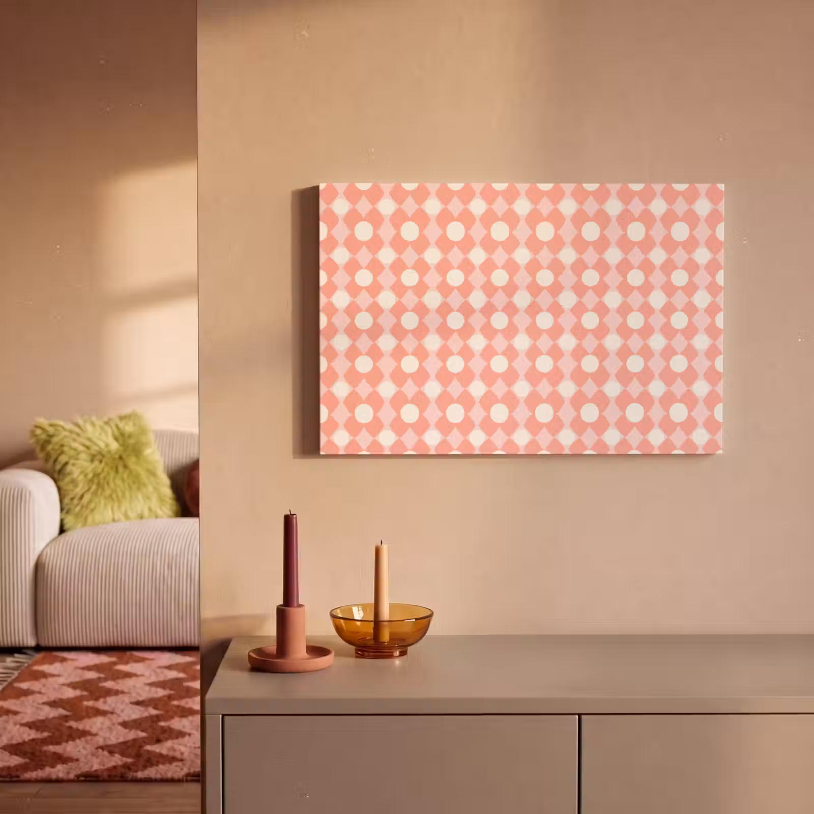Canvas schilderij - Koraal - Retro - Geometrisch - Patroon — 1