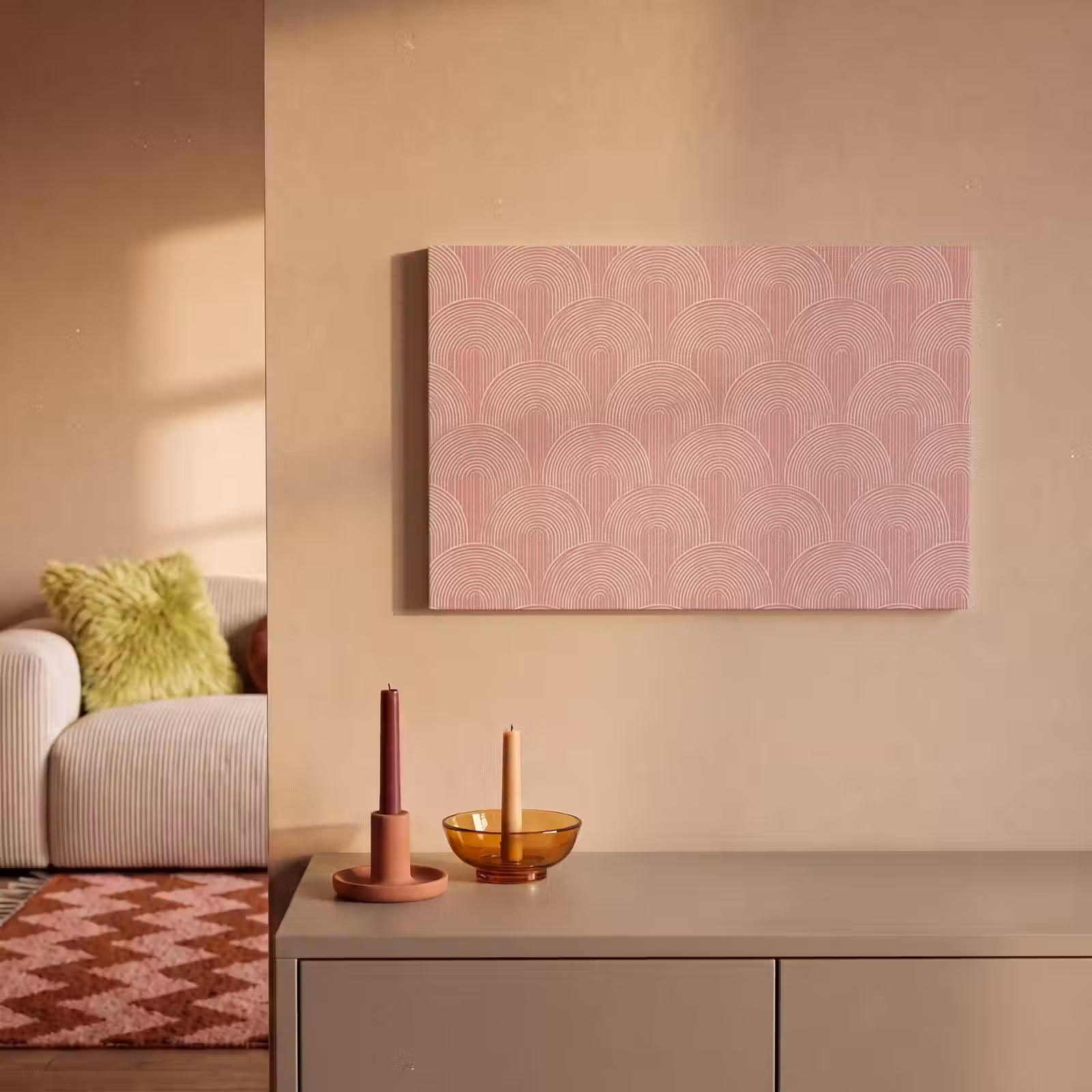 Canvas schilderij - Oudroze - Bogen - Deco - Lijnen — 1