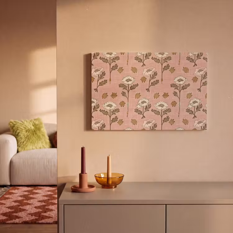 Canvas schilderij - Roze - Bloemen - Vintage - Textuur — 1