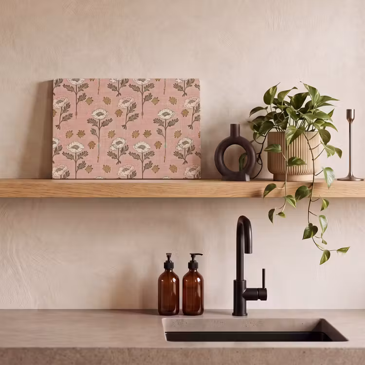 Canvas schilderij - Roze - Bloemen - Vintage - Textuur — 2