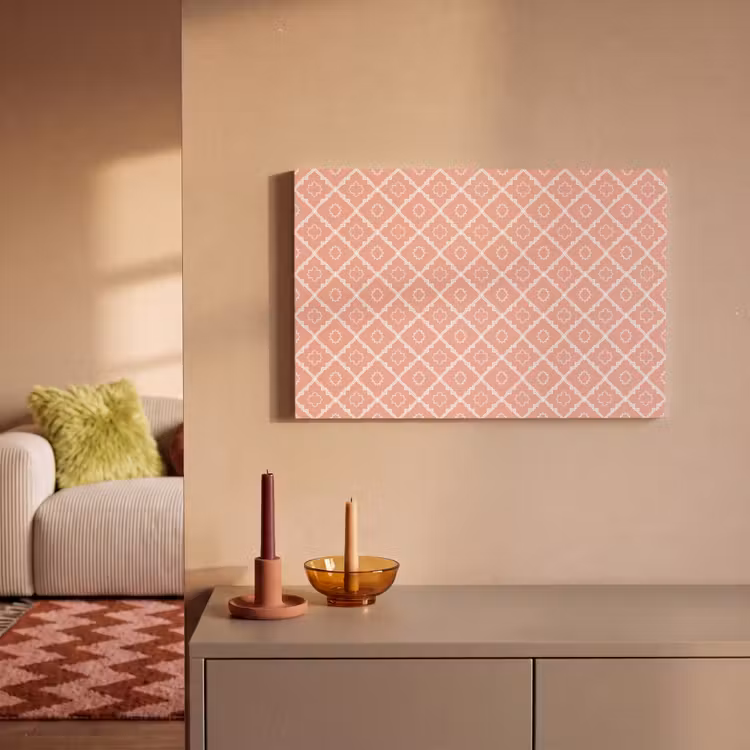 Canvas schilderij - Zalmroze - Geometrisch - Elegant - Patroon — 1