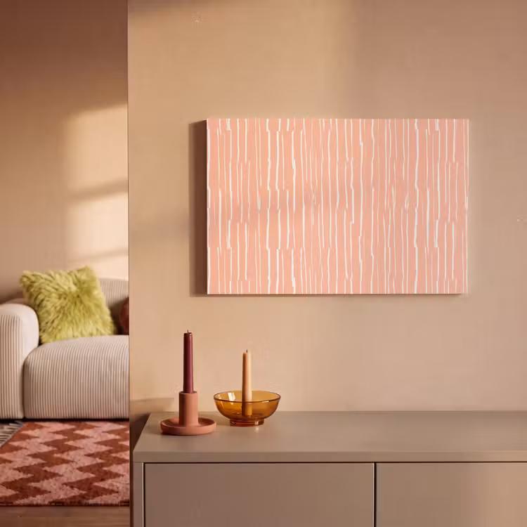 Canvas schilderij - Zalmroze - Strepen - Handgetekend - Patroon — 1