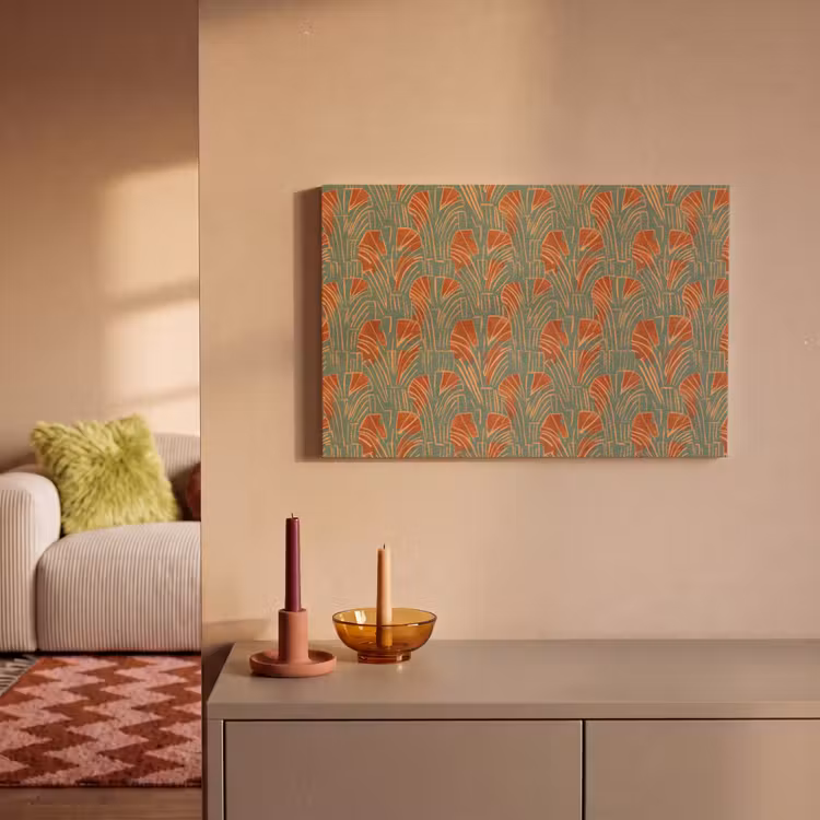 Canvas schilderij - Groen - Terracotta - Deco - Waaiers — 1