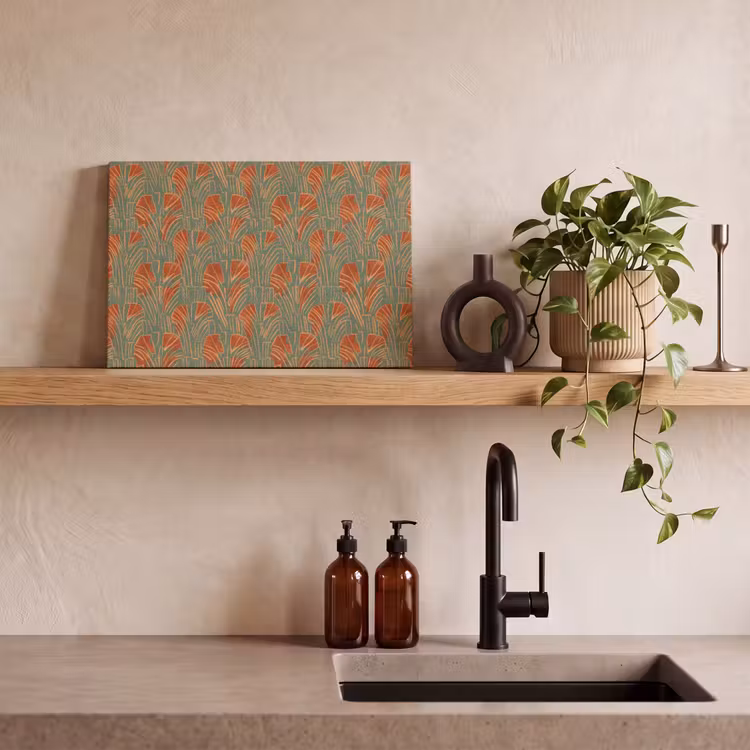 Canvas schilderij - Groen - Terracotta - Deco - Waaiers — 2
