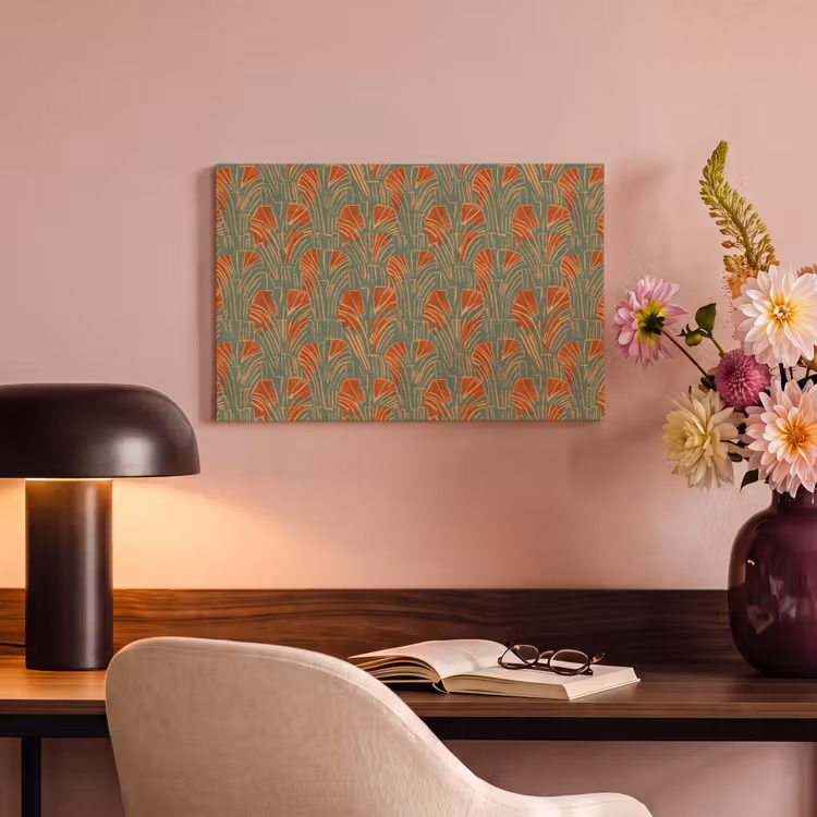 Canvas schilderij - Groen - Terracotta - Deco - Waaiers — 3