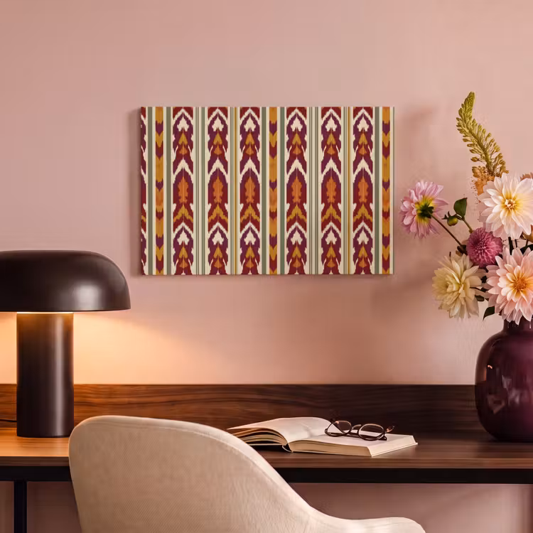 Canvas schilderij - Ikat - Bordeauxrood - Etnisch - Patroon — 3