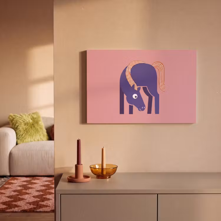 Canvas schilderij - Paard - Abstract - Dieren - Modern - Blauw — 1