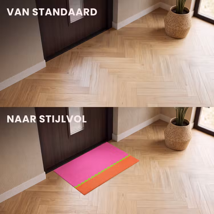 Deurmat - Abstract - Geometrisch - Kleurblokken - Roze - Oranje — 3