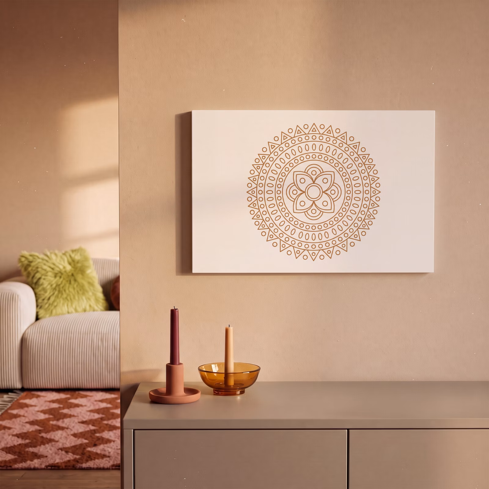Canvas schilderij - Mandala - Geometrisch - Abstract - Oosters - Bruin — 1