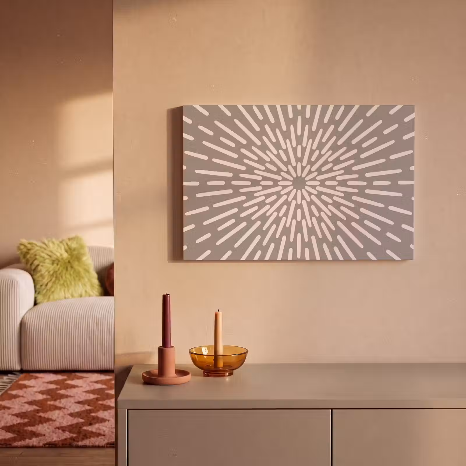 Canvas schilderij - Patroon - Stralen - Abstract - Modern - Grijs — 1