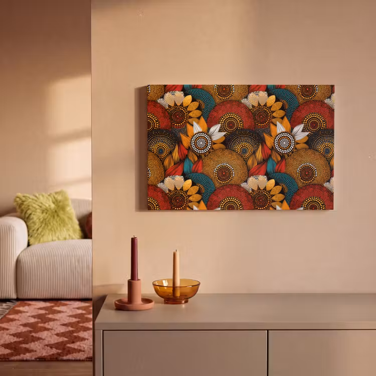Canvas schilderij - Kleurrijk - Aboriginal - Dot Painting - Botanisch - Patroon — 1