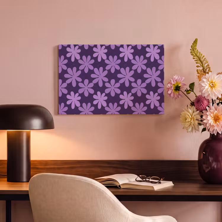Canvas schilderij - Paars - Botanisch - Bloemen - Retro - Patroon — 3