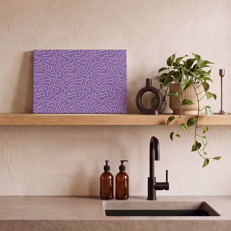 Canvas schilderij - Paars - Roze - Abstract - Lijnen - Doolhof - Patroon — 2