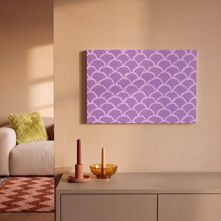 Canvas schilderij - Paars - Schubber - Schelpen - Handgetekend - Patroon — 1