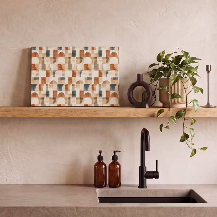 Canvas schilderij - Terracotta - Geometrisch - Aquarel - Textuur — 2