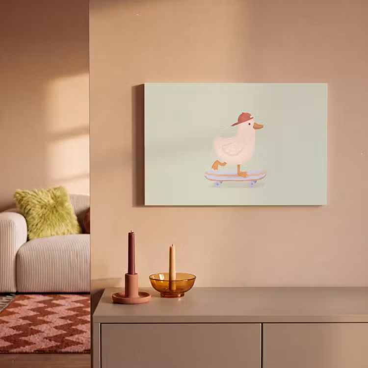 Canvas schilderij - Vogel - Skateboard - Dieren - Cartoon - Speels — 1