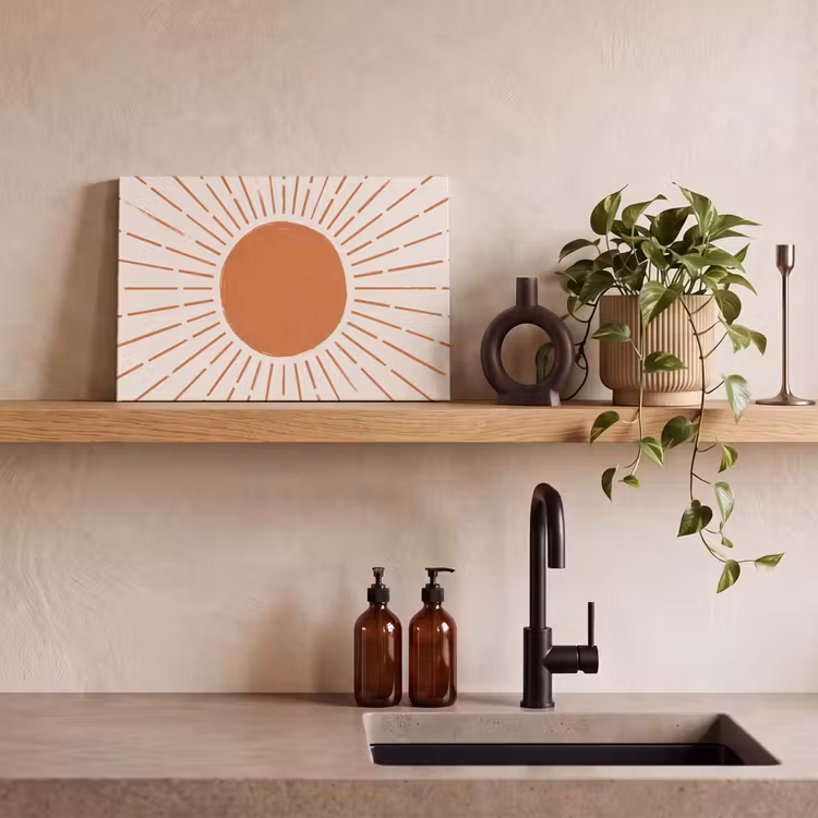 Canvas schilderij - Zon - Stralen - Abstract - Terracotta - Modern — 2