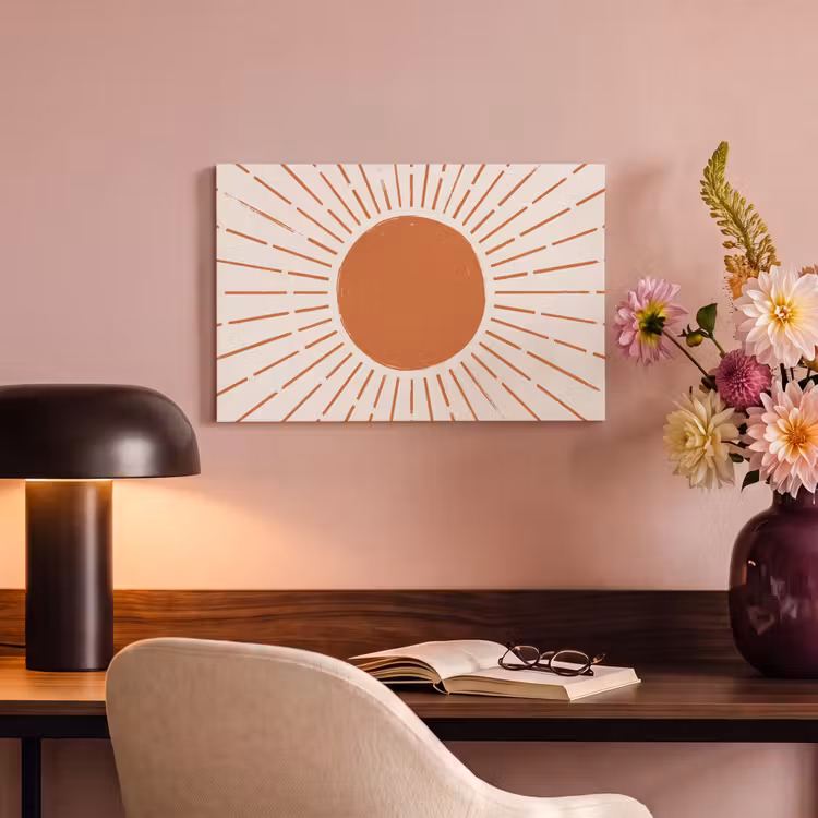 Canvas schilderij - Zon - Stralen - Abstract - Terracotta - Modern — 3