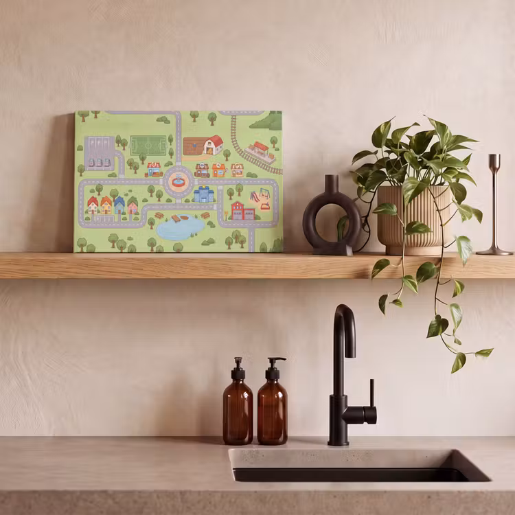 Canvas schilderij - Plattegrond - Dorp - Kind — 2