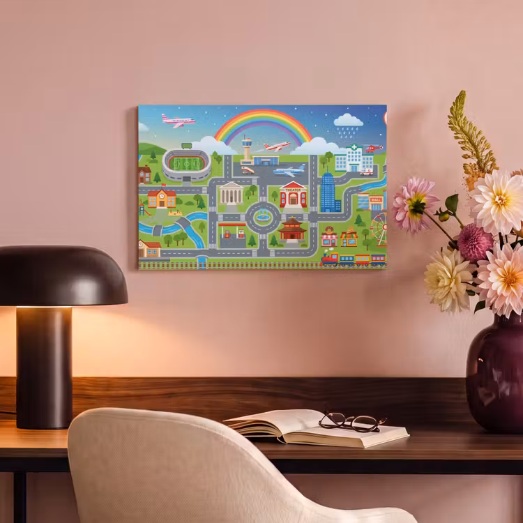 Canvas schilderij - Stad - Plattegrond - Cartoon — 3