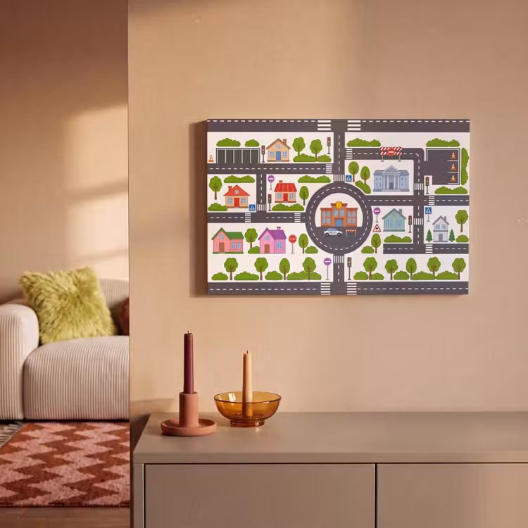 Canvas schilderij - Stad - Plattegrond - Illustratie — 1
