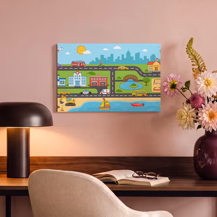 Canvas schilderij - Stad - Verkeer - Cartoon — 3